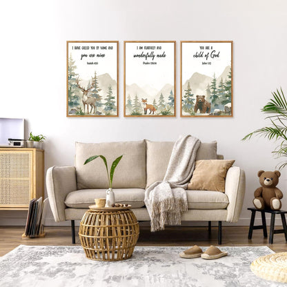 HPNIUB Bible Verses Canvas for Kids, You are A Child of God Scripture Wall Art, Jungle Animals Christian Religious Wall Decor, Ready to Hang for Nursery, Classroom, Bedroom, Playroom- 16"x24"x3