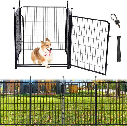Tall Garden Fence,Wide Gate Low Threshold Fence for Garden, 36in(H) 4 Panels Total 8.9 Ft(L) Animal Barrier Fence,Flower Bed Fencing, Dog Fences Outdoor for Yard