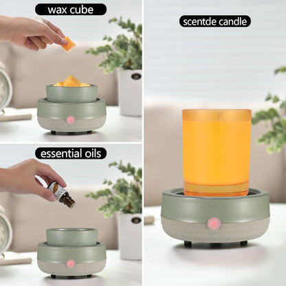 Wax Melt Warmer, Ceramic Electric Candle Wax Warmer 3-in-1 Oil Burner Fits Yankee Large Jar, Scented Candle Holder for Home Decor Thanksgiving Christmas Day Gifts (02-Light Green)