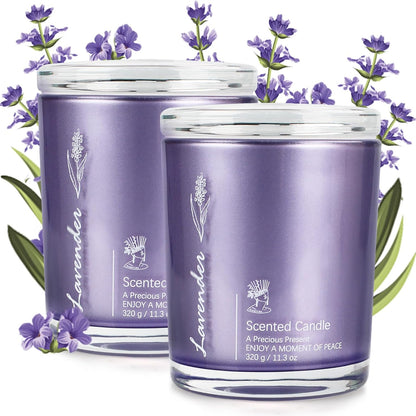 Lavender Candles for Home Scented, 2 Pack 23oz Large Jar Aromatherapy, Highly Fragranced Scented Candle Set, Candles Gifts for Women, Mom, Healing & Luxury Candle for Home