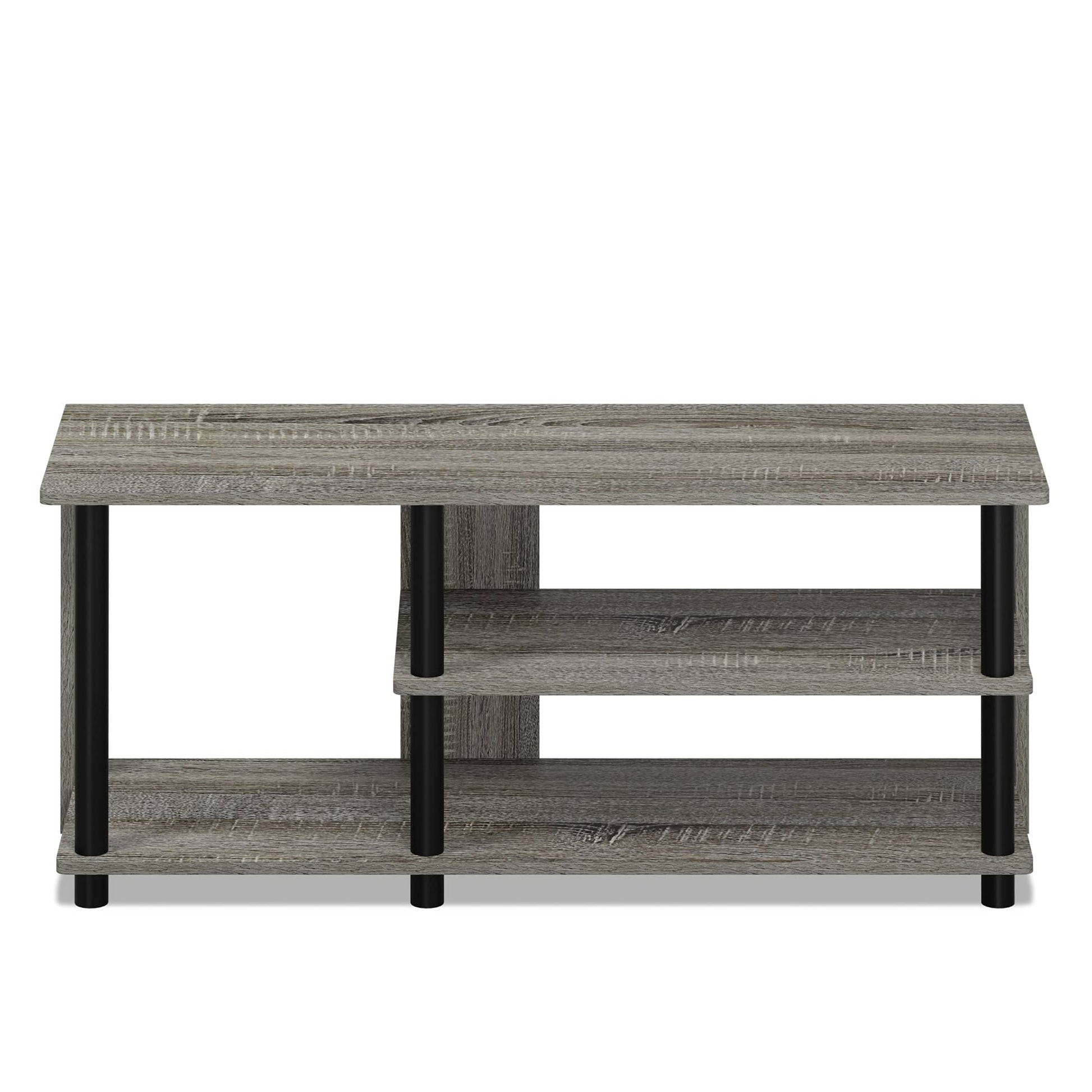 Furinno Turn-N-Tube Compact Multi Storage Shoe Rack, 35.2"W 3-Tier, French Oak Grey/Black