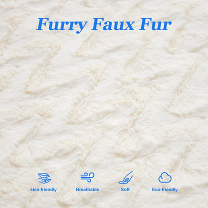 Hobestluk 3 in 1 Bean Bag Chair Giant Bean Bag Chairs for Adults with Chevron Plush Fur Cover Convertible Bean Bag Floor Cushion with Machine Washable Cover for Living Room (Chevron Plush White)