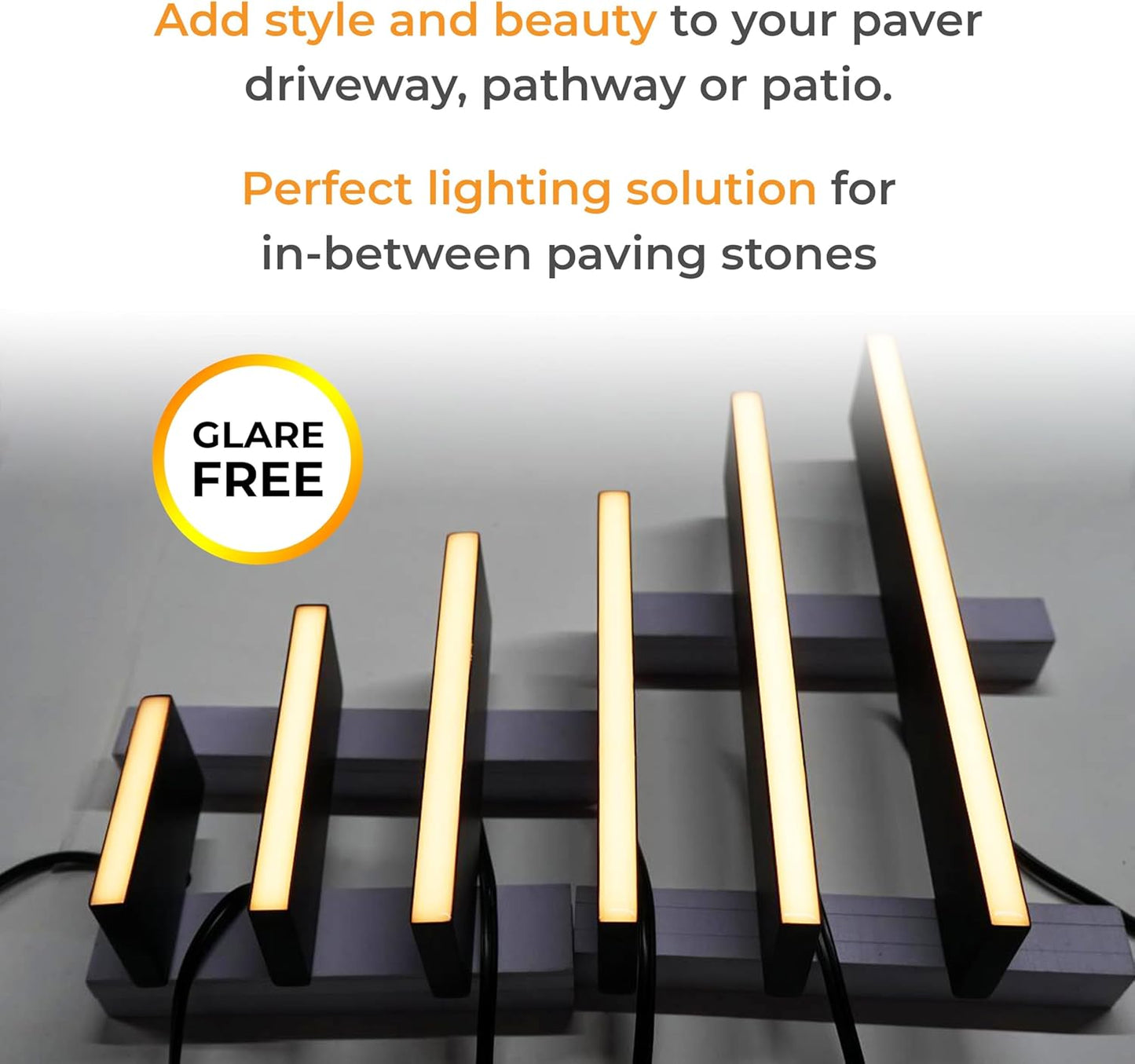 LUMENGY Paver Light Slim 0.5x16 Inch Glare-Free 2700K Warm White, Steel Brick Lighting for Pavers, Walls, Driveway & Pathway Borders, Waterproof IP67, 12V AC/DC Drive-Over Rated