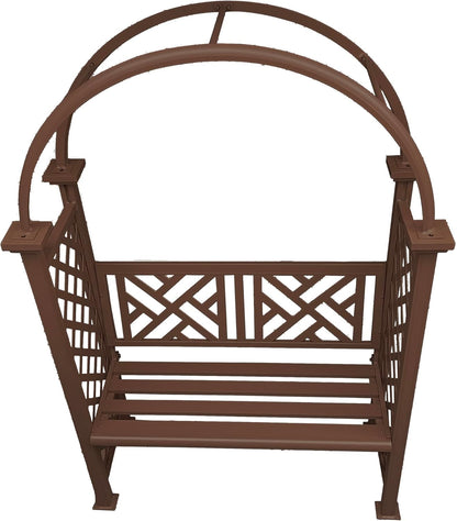 Brown Aluminum Garden Arbor Arch with 2-Seater Bench