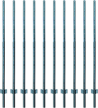 ARIFARO Sturdy Duty Metal Fence Posts 6 Feet,Pack of 10, 3-4-5-6-7 Feet No Digging Garden U Post for Wire Fencing Steel Poles for Yard, Outdoor