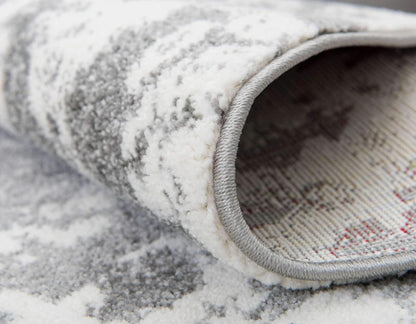 Unique Loom Rosso Collection Vintage, Geometric, Bohemian, Traditional, Distressed, Southwestern Area Rug, Round 3' 3" x 3' 3", Light Gray/Ivory