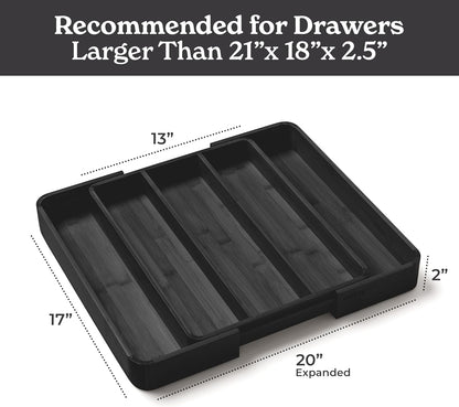 SMIRLY Silverware Drawer Organizer – Bamboo Kitchen Drawer Organizer, Adjustable Utensil Holder and Cutlery Tray, Drawer Dividers for Flatware and Kitchen Utensils