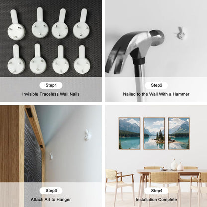 HLNIUC Large Mountain Lake Framed Canvas Wall Art Set,Beautiful Nature Landscape Wall Decor,Lake Forest and Mountain Scenery Art Print,Modern Scenic Wall Painting for Living Room,Bedroom - 16”x24”x3