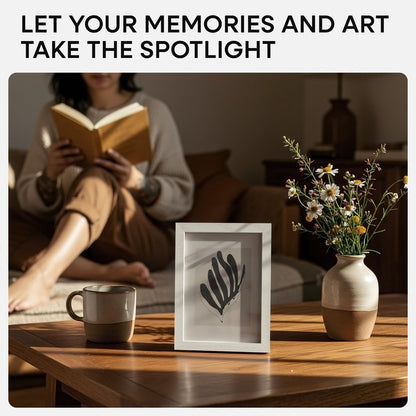 Homeforia White Picture Frames 5x7, High End Oak 5x7 Wooden Frame with Mat 4x6 Art, 5 x 7 White Wood Frames Matted to 4 x 6 inch Photo, 7by5 Wall or Tabletop Frame, Tempered Glass, Wall Kit, Set of 1