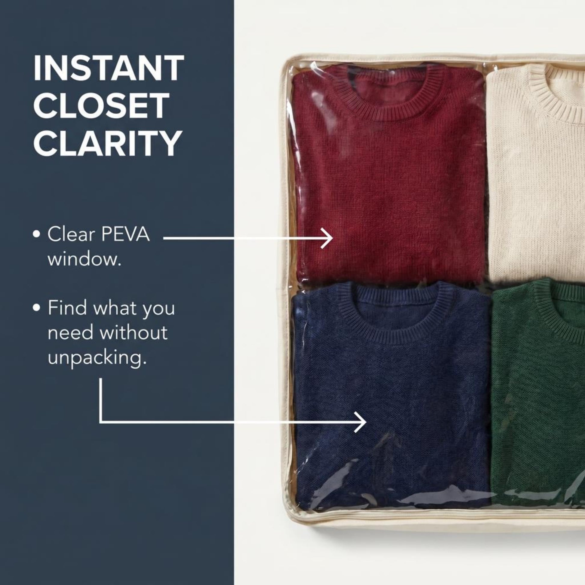 Household Essentials Canvas Sweater Storage Bags 2 Pack, Breathable Under Bed & Closet Organizer