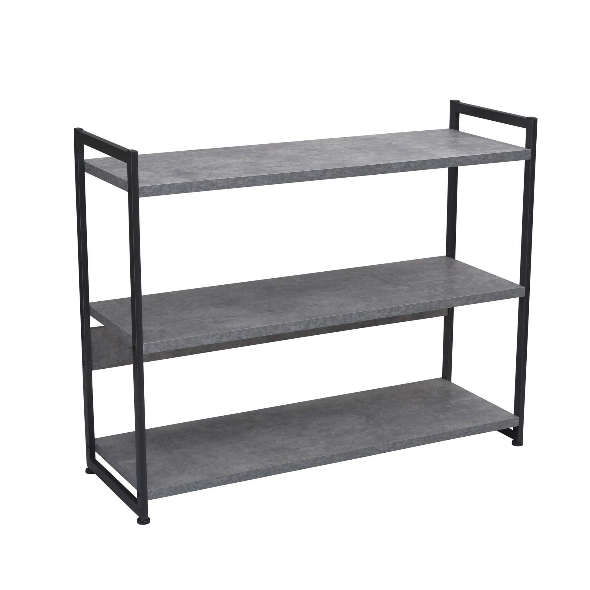 Household Essentials Slate Concrete & Iron Three-Tier Bookshelf