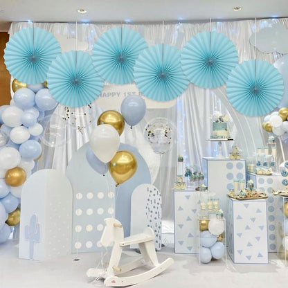 Blue Graduation Party Decor,Baby Blue Party Decorations,Christmas Baby Shower Decorations,Under The Sea Decorations,Blue Bachelorette Party 16in Hanging Paper Fans 30 Color DIY Set (Light Blue)