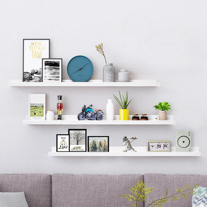 AZSKY 48 Inch White Large Picture Ledges Wood Photo Display Shelf Long Shallow Picture Shelf for Pictures with Lip Wall Mounted Set of 3 for Living Room Bedroom Bathroom Kitchen Same Sizes