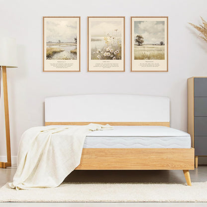 HPINUB Christian Bible Verse Framed Canvas Wall Art Set,Modern Scripture Floral Wall Decor,Vintage Jesus Religious Natural Wildflower Art Print for Living Room,Bedroom,Farmhouse,Prayer Room-24"x36"x3