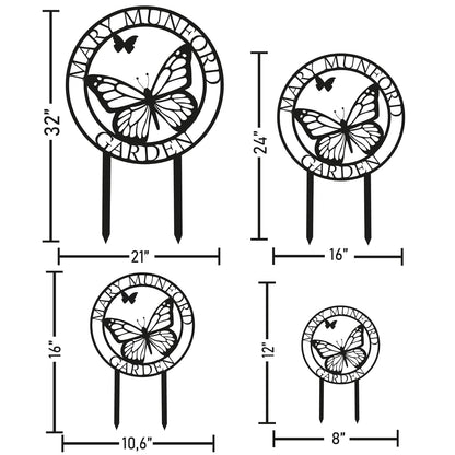 Custom Butterfly Metal Garden Sign with Stakes, Metal Yard Art, Personalized Butterfly Home Garden Decor, Garden Family Name Sign for Outdoor New Home Gift for Outside, Patio Decor, Housewarming Gift