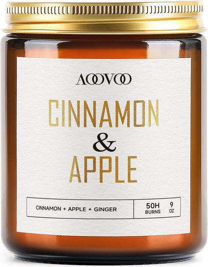AOOVOO Apple Cinnamon Candles - 9 oz Scented Candles, Aromatherapy Candle, Soy Candle for Home Scented