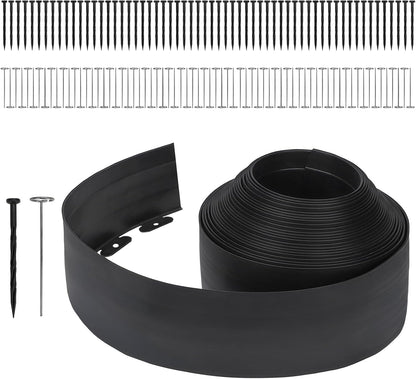 Greaner No Dig Edging for Landscaping, 6 Inch Tall | 66FT Flowerbed Border Edging with 130 PCS Spikes, Plastic Landscape Edging for Garden, Flower Beds, Tree Rings, Pathways, and Lawn