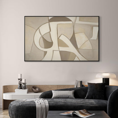 SIGNWIN 30"x60" Extra Large Framed Wall Art Neutral Abstract Geometric in Mid-Century Style, Retro-Inspired Design for Home Living Room Bedroom Decor (Frame Assembly Required)
