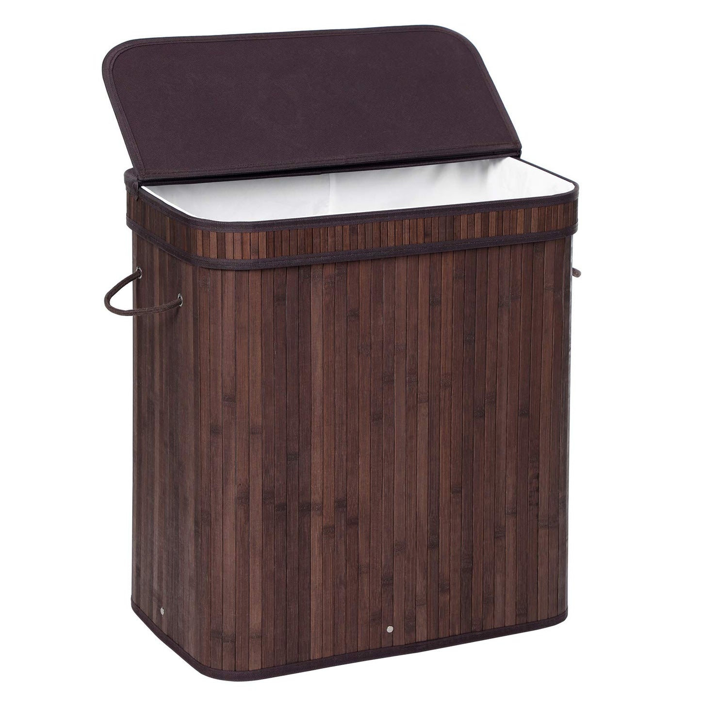 SONGMICS Laundry Hamper with Lid, Bamboo Launry Basket with Handles, Foldable Storage Basket for