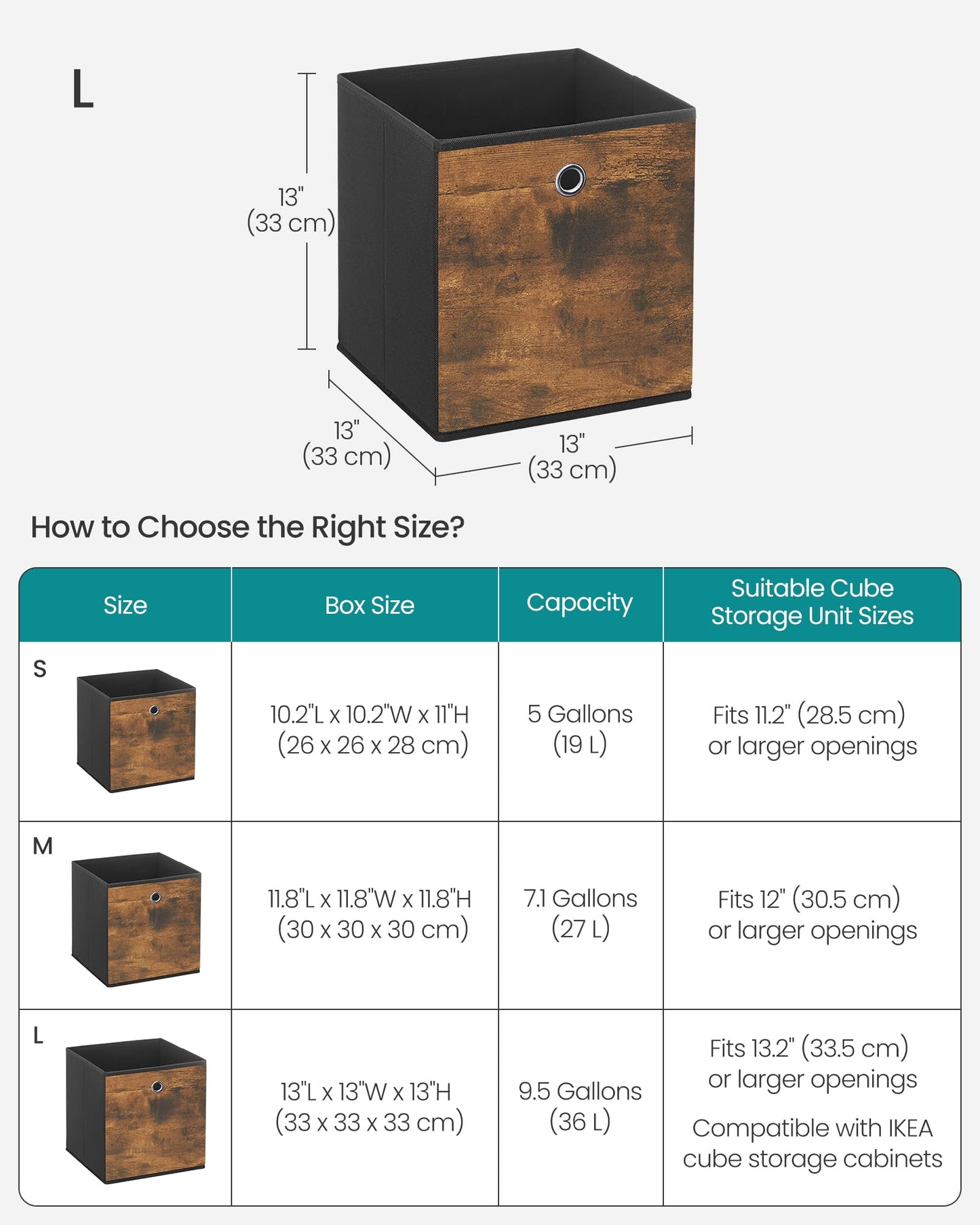 SONGMICS Storage Cubes, Set of 8, 13-Inch Foldable Closet Organizers