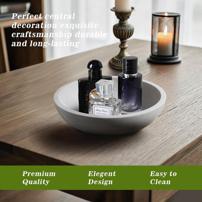 Marble Fruit Bowl for Kitchen Counter - Decorative Serving Bowl with Gray Travertine Design, Modern Home Decor (7.8 Inch)