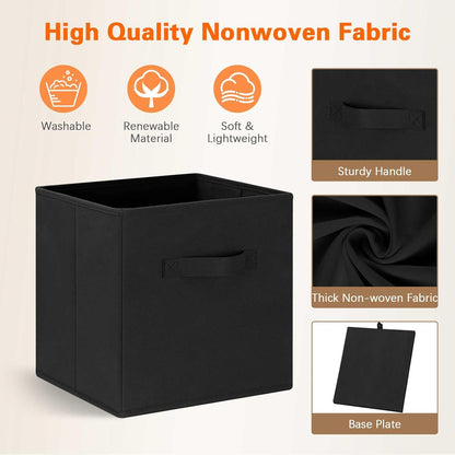 GhvyenntteS Storage Cubes 6 Pack, 11 Inch Cube Storage Bins with Dual Handles, Collapsible Heavy Duty Fabric Bins for Shelves Closet, Baskets for Organizing Clothes Bedding Toys Books (Black)