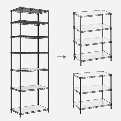 SONGMICS 7-Tier Storage Shelves, Wire Shelving Unit, Kitchen Metal Shelves, Storage Rack with