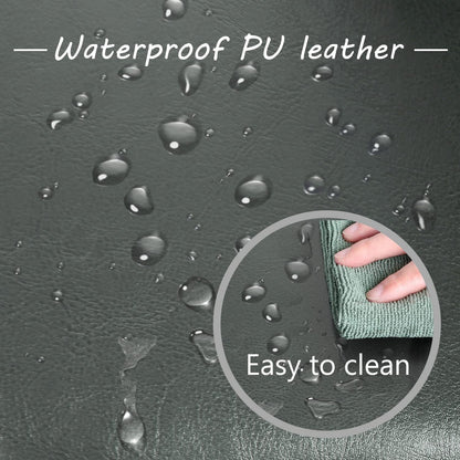 Adeco Bonded Leather Square Tufted Cubic Cube Footstool, 18" Height Storage Ottomans, with Lid, Cement Grey