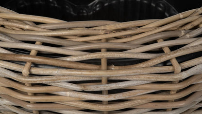 Rattan Kobo Indoor Outdoor Planter Basket with Plastic Pot X Large 12 Gallon Soil Capacity