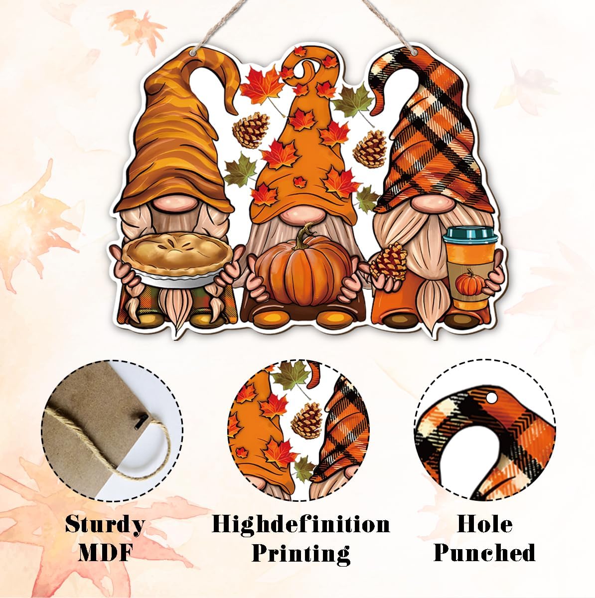 Autumn Dwarfs Decoration, Hello Fall Wood Hanging Decors, Rustic Thanksgiving Decors for Porch, Indoor Outdoor Autumn Door Decor, Housewarming Gift, Home Indoor Outdoor Decor