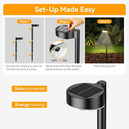 6 Pack Solar Pathway Lights Outdoor, 12 Brighter LED Solar Lights Outdoor Waterproof, Up to 12 Hrs Modern Path Light for Yard Garden Walkway Driveway Lawn