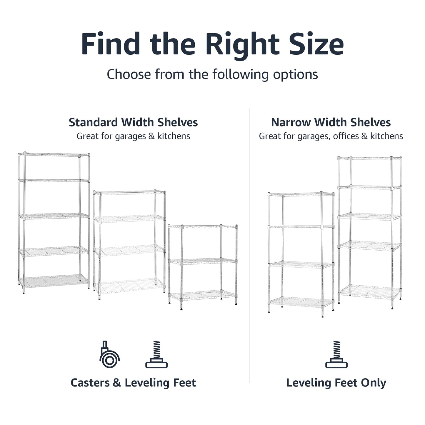 Amazon Basics 4-Shelf Adjustable Heavy Duty Steel Wire Rack Storage Shelving Unit for Kitchen