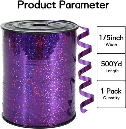 BEISHIDA 500 Yards Purple Crimped Curling Ribbon Shiny Metallic Balloon String Roll Gift Wrapping Ribbon for Halloween Birthday Party Decorations
