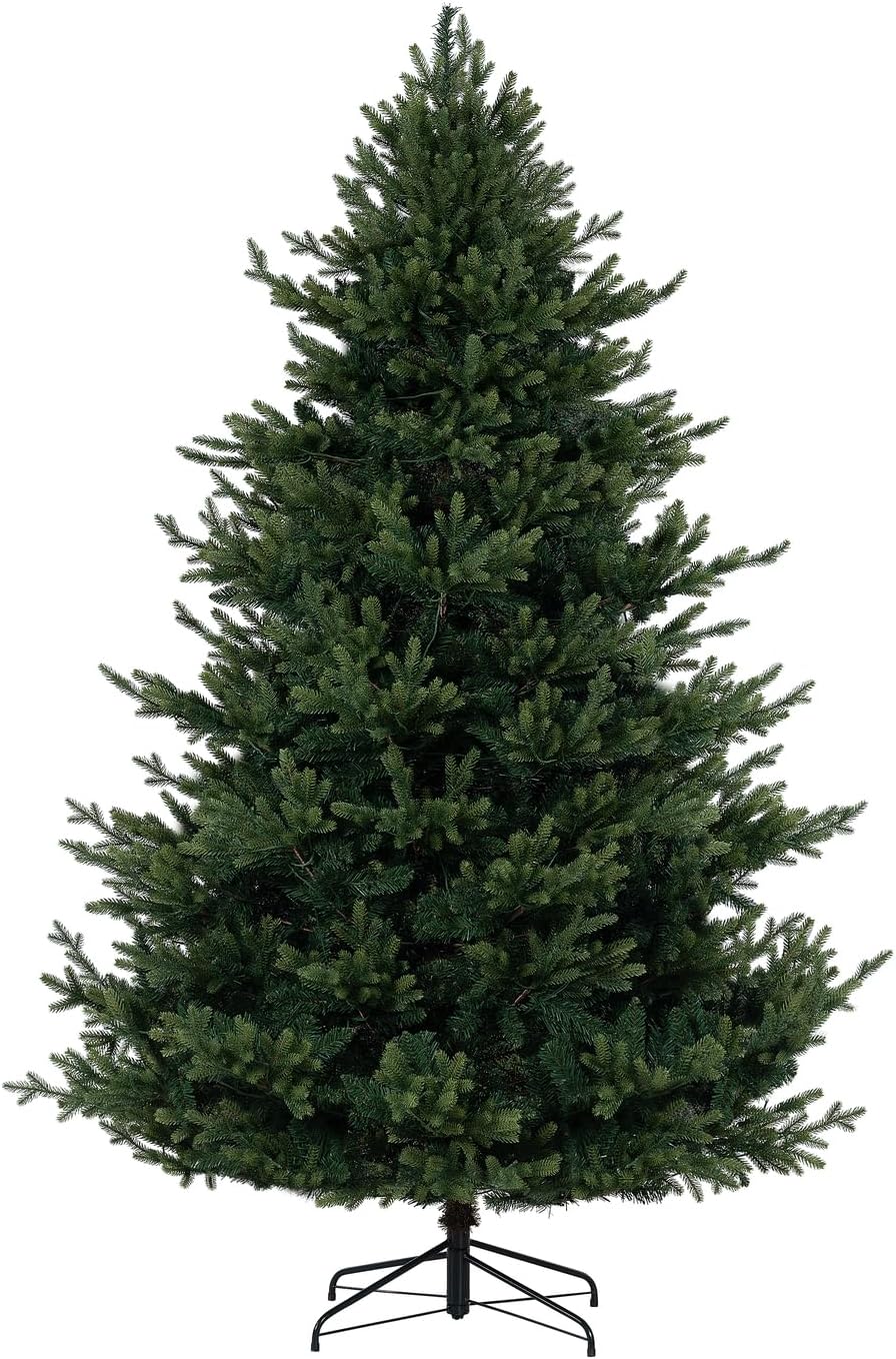 Naomi Home 6.5ft Traditional Christmas Tree with Lights Realistic Classic Christmas Tree Prelit with 3156 Branch Tips 450 Warm Lights and Metal Stand Aritificial