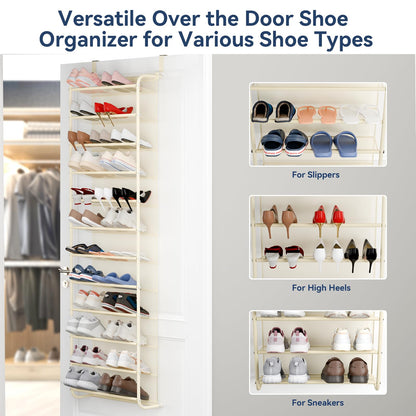 Whitmor 36 Pair Over The Door Shoe Organizer, 12 Tier Hanging Shoe Organizer, Heavy Duty Metal &