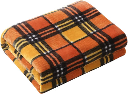 MERRYLIFE Throw Blanket for Couch Orange Plaid Chair Throw Blanket| Soft Decorative Ultra-Plush Colorful| Throw Size Travel Blanket Plush|(50" 60", Harvest Plaid)