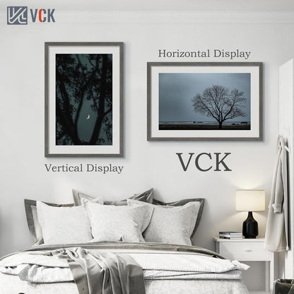 VCK 24x36 Poster Frame 3 Pack, Gray Solid Wood Picture Frame, Exclusive Wood Grain, Wall Mounting Hanging