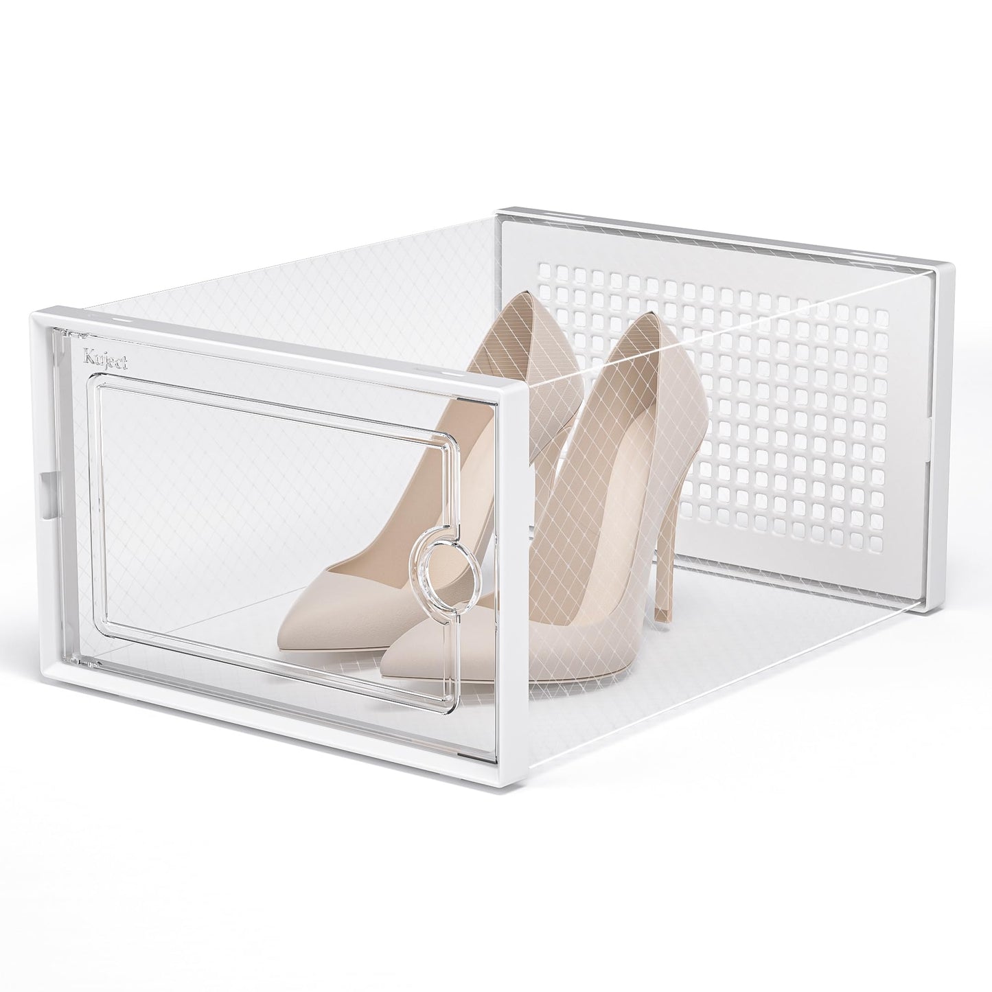 Kuject X-Large Shoe Storage Boxes 12 Pack, Clear Stackable Shoe Organizer