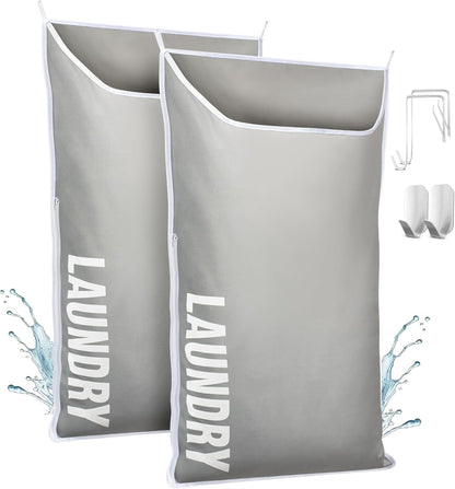Hanging Laundry Hamper Bag XL 40x22", Space Saving over the Door Storage Bags, Behind the Door Hampers for Dirty Clothes & Wall Mounted Basket for Bathroom, Organizer for Small Room Spaces RV