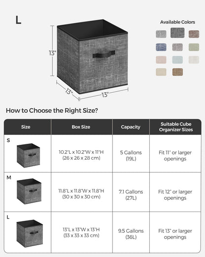 SONGMICS Storage Cubes, Set of 6, 13-Inch Foldable Closet Organizers