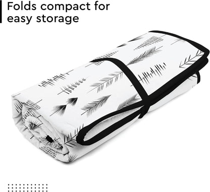 Encasa XO Ironing Mat/Pad (Large 48"x28") with 3mm Padding & Silicone Iron Rest for Steam Pressing on Tabletop or Bed - Heat Resistant, Portable, Quilting & Travel Blanket - Black Arrow