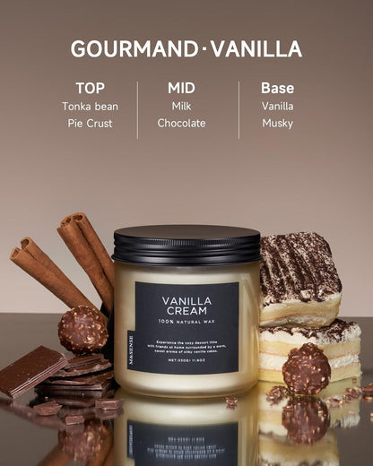 M&SENSE Vanilla Soy Candles, Medium 2 Wick 11.6oz 70 Hours Burning Time, All Natural Organic Soy Wax, Relaxing Aromatherapy Scented Candle, Housewarming Gift for Women and Men