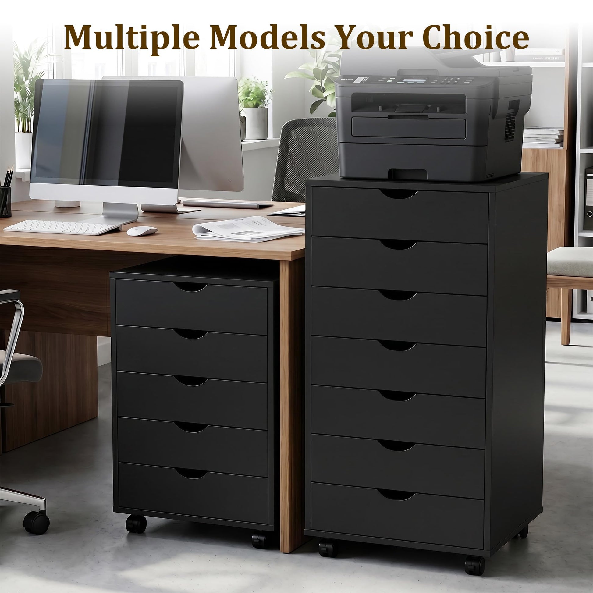 7 Drawer File Cabinet, Storage Drawers with Wheels for Home Office