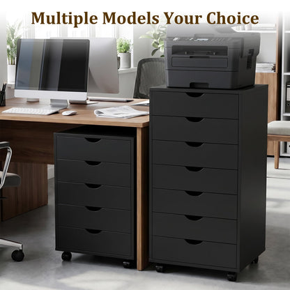 7 Drawer File Cabinet, Storage Drawers with Wheels for Home Office