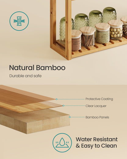 SONGMICS Bamboo Bathroom Shelf, 3-Tier Adjustable Plants Rack, Wall-Mounted or Stand, in the Living
