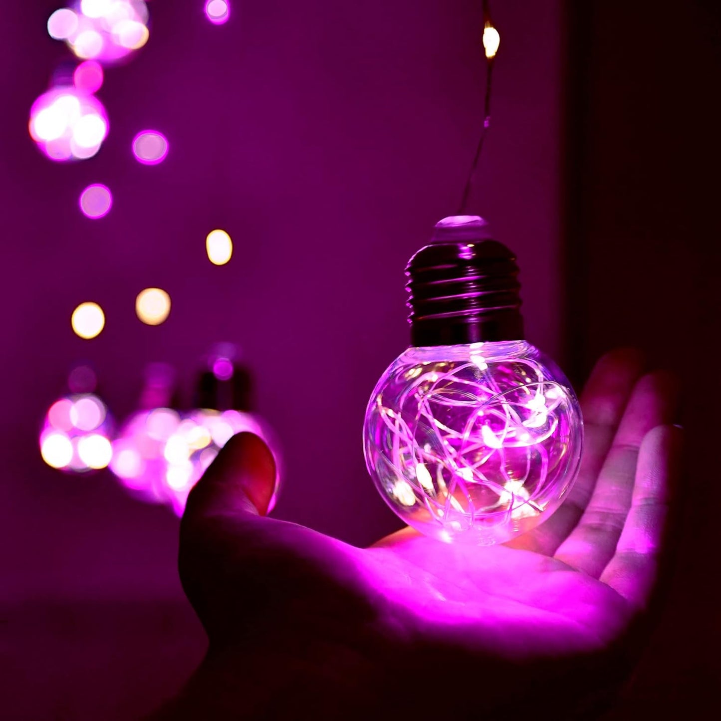 YOLIGHT Wishing Ball Curtain Lights 200 LED Window Curtain String Light with Remote, USB Battery Powered Twinkle Globe Fairy Lights for Wedding Party Bedroom Christmas Decoration (Pink)