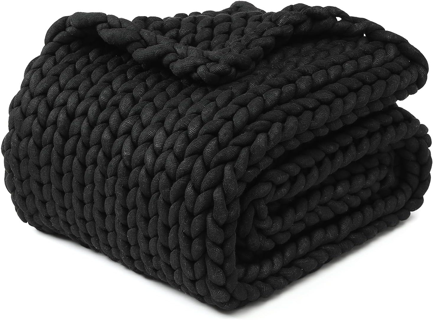 YnM Chunky Throw Blanket, Medium-Weight, Hand Knitted, Skin Friendly, Ventilated and Breathable, Machine Washable, Home Décor Piece for Couch, Sofa and Bed (Black, 50x70 Inch)