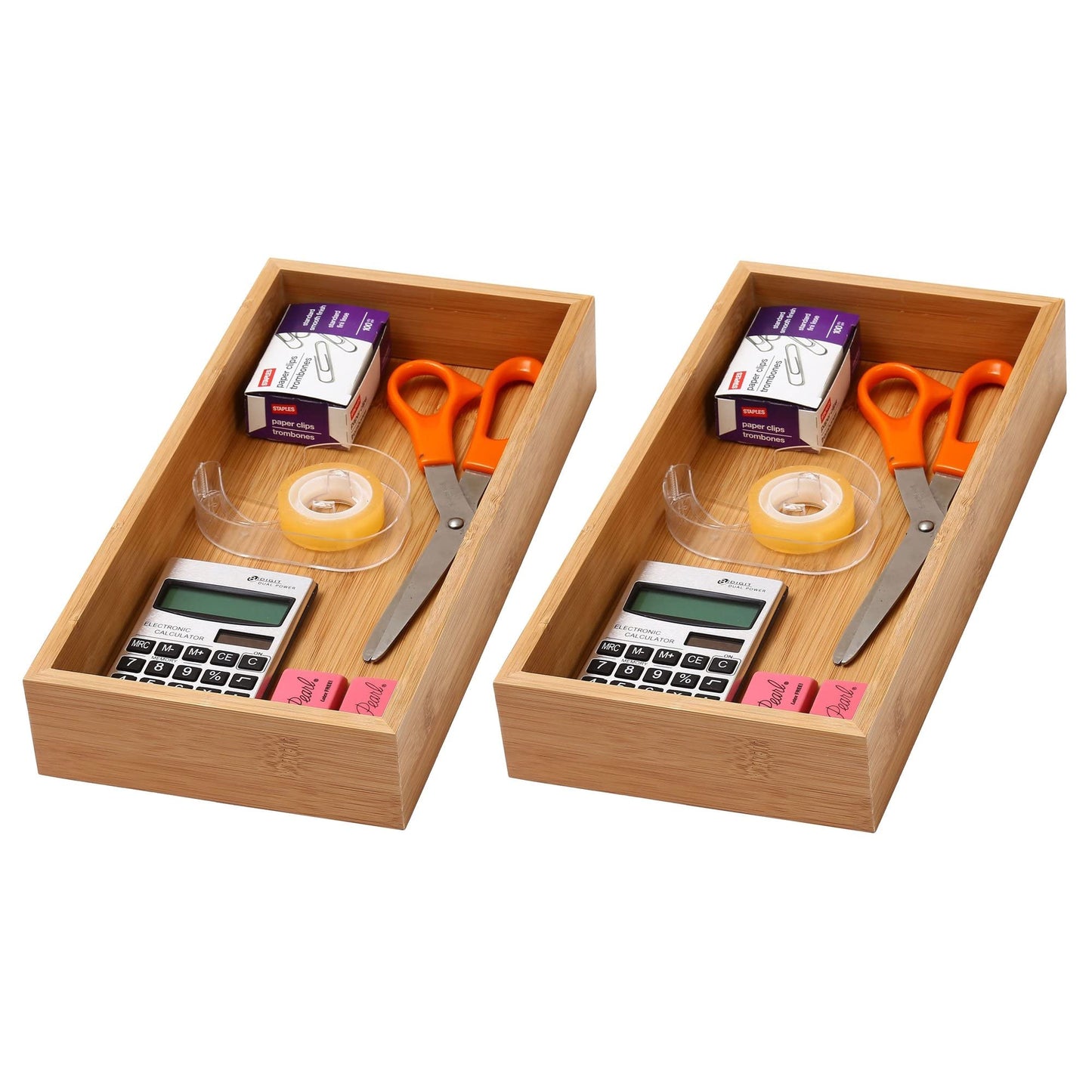 YBM Home Bamboo Drawer Organizer Storage Box for Kitchen Drawer, Junk Drawer, Office, Bedroom