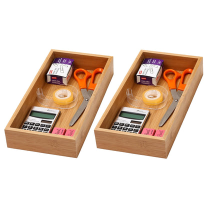 YBM Home Bamboo Drawer Organizer Storage Box for Kitchen Drawer, Junk Drawer, Office, Bedroom