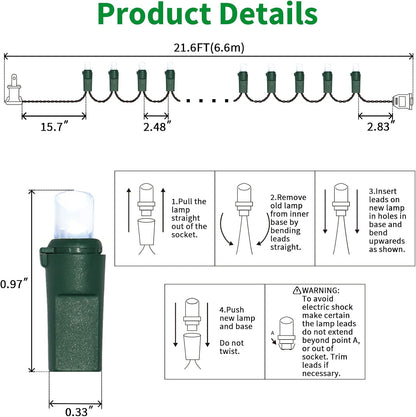 100 Count Cool White -String Lights - 21.6FT LED Christmas Lights, Mini led Lights for Indoor Outdoor Home Holiday Party Wedding Independence Day Decoration